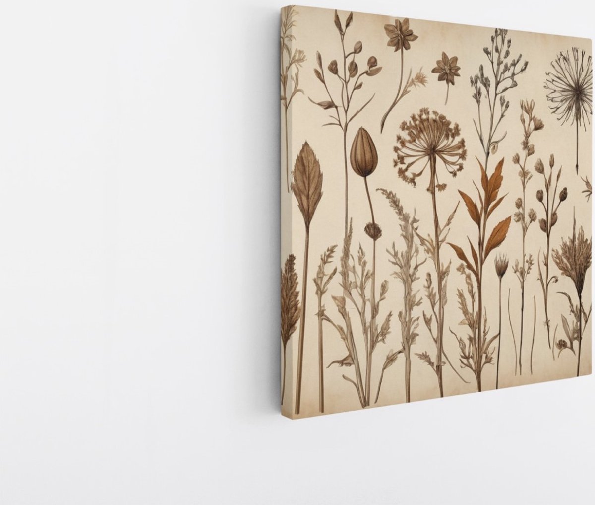 Saammp Canvas Schilderij - Vintage Bloemen - Abstract - 60x60 - Foto op canvas - Wanddecoratie - Muurdecoratie Woonkamer - Kantoor Decoratie Multicolor