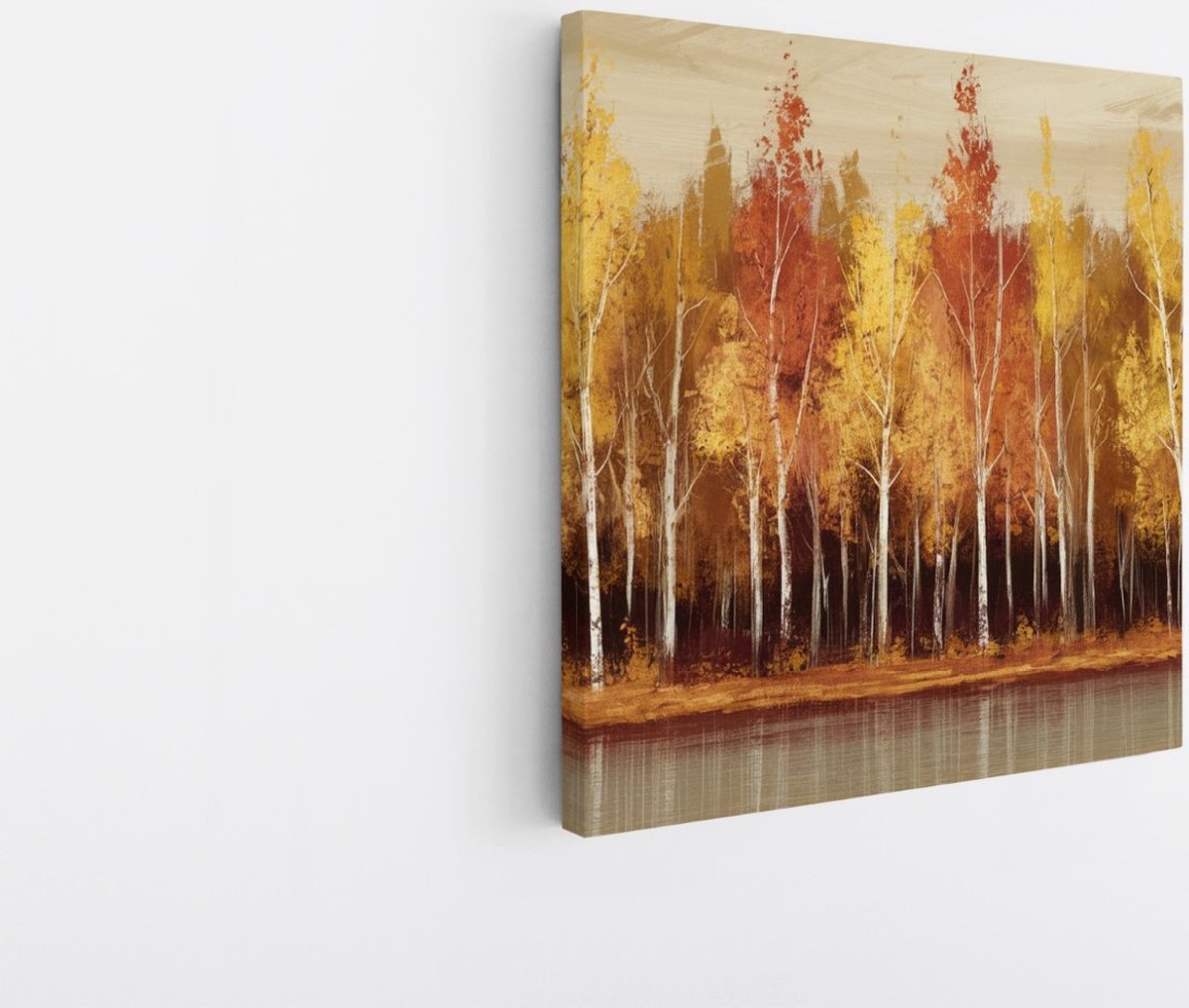 Saammp Canvas Schilderij - Herfstbos - Abstract - Natuur - Landschap - 60x60 - Foto op canvas - Wanddecoratie - Muurdecoratie Woonkamer - Slaapkamer decoratie - Canvas Print Multicolor