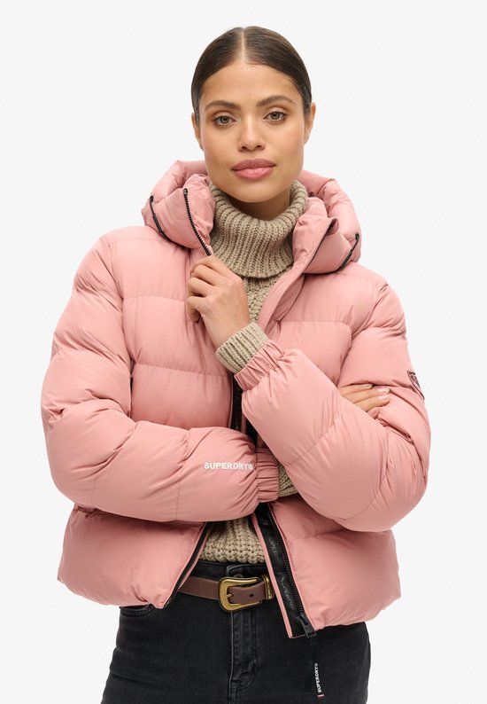 Superdry Hooded Sports Puffer veste d'hiver décontractée dames rose