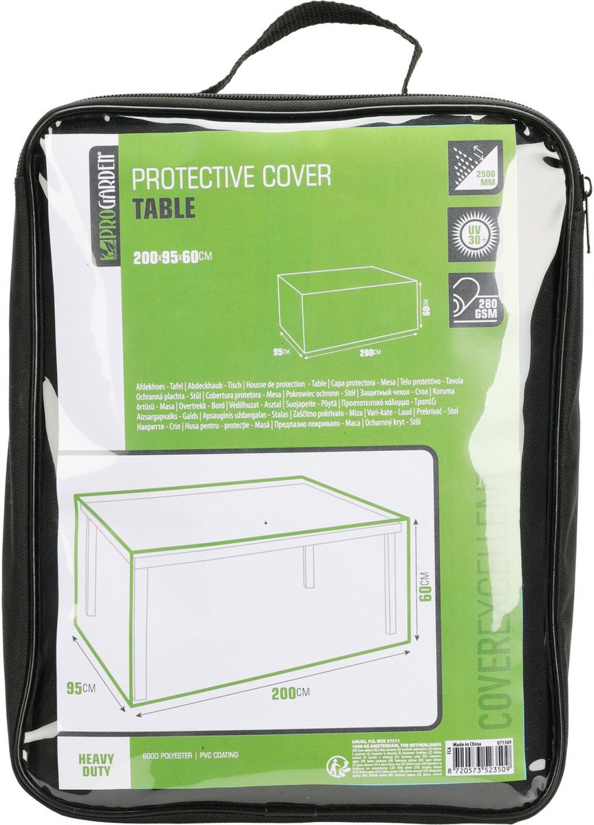 Pro Garden ProGarden Afdekhoes voor Tuintafel - Zware kwaliteit - Waterdicht - 200 x 95 x 60 cm-Zwart