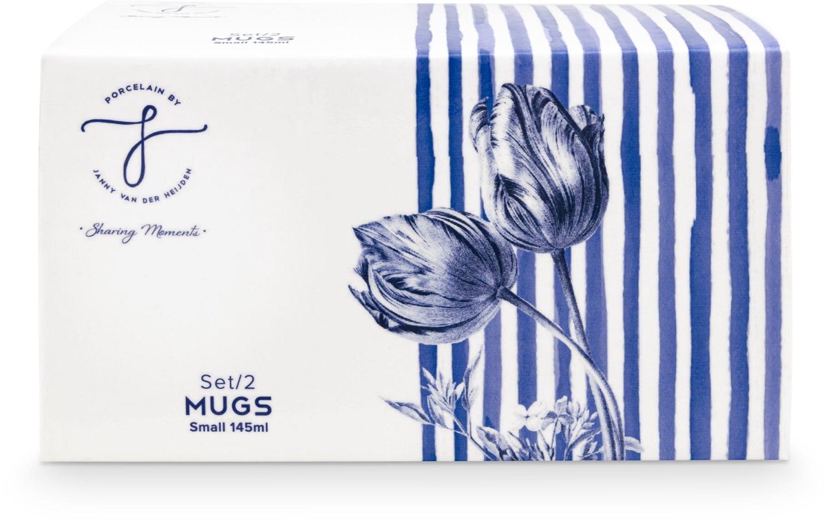 Heinen Delfts Blauw Sharing Moments - Mok - Tulp - Set van 2
