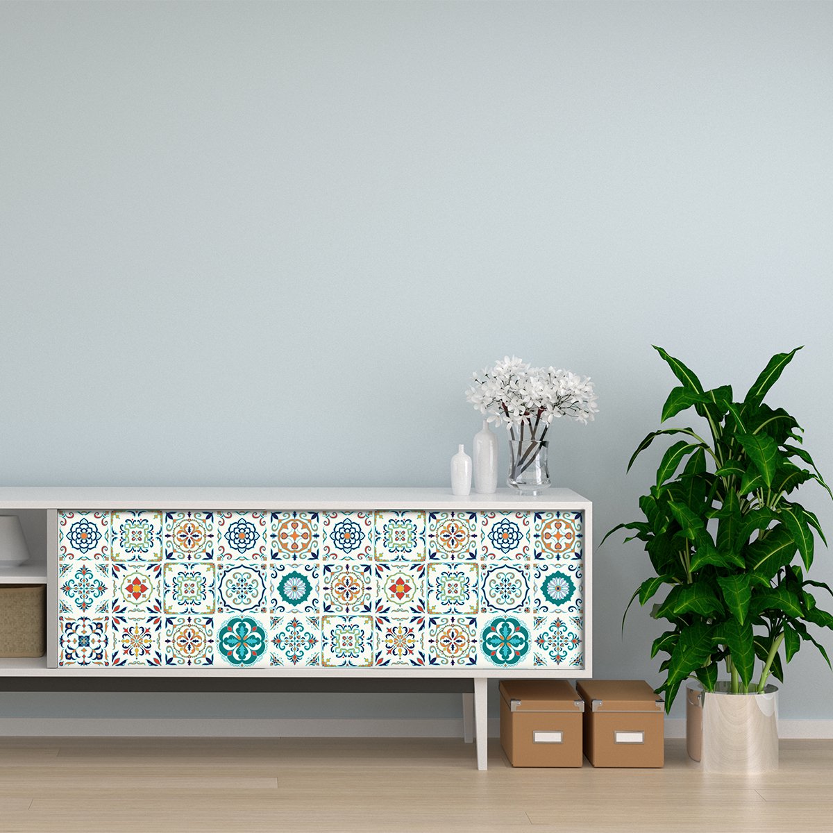 Ambiance Sticker Meubeldecoratiestickers - Zelfklevende stickers voor keuken en woonkamer - 60 Neo meubeltegelstickers - 60 stickers 15x15cm Multi color