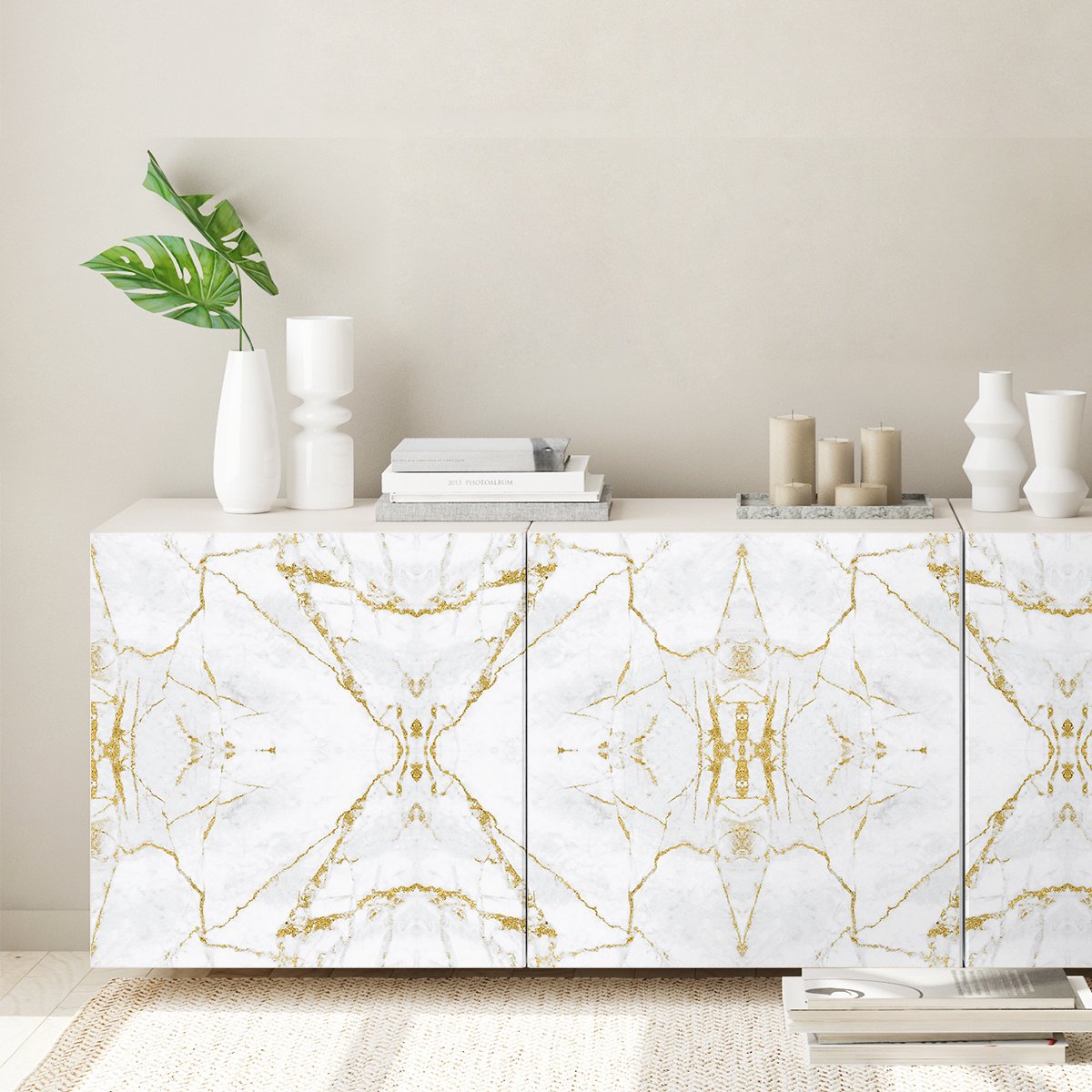 Ambiance Sticker Marmeren sticker voor meubels, goud en zilver, 40 x 60 cm Multi color