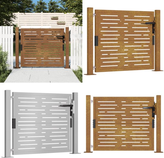 vidaXL Poort 105x180 cm boomontwerp cortenstaal153164 - Poorten in barrières | fnac België