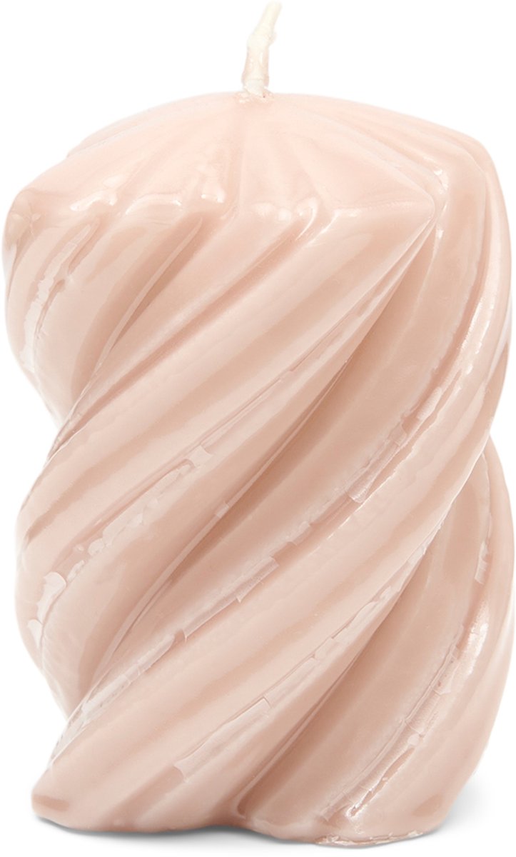 Riviera Maison Stompkaars gedraaid Roze - Glossy Twisted Kaars - Paraffine - (ØxH) 6.5x9