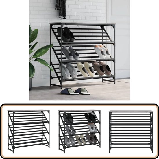 Inklapbare Planken Vicco Orlando Schoenenrek - 80x90 Cm - Antraciet/grijs - Opbergkast Met Inklapbare Rekken En Open Planken Voor De Hal Hal Opbergmeubel Schoenen