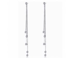 lange oorbellen dubbel-strass- zilver kleurig - Charme Bijou