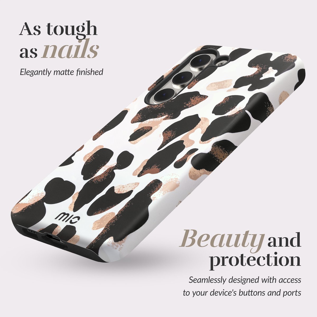 Mio by Mobilize Hoesje geschikt voor Samsung Galaxy A56 MagSafe Telefoonhoesje Hardcase | Mio by Mobilize Backcover | Geschikt voor MagSafe | Geschikt voor Draadloos Opladen met Magnetische Ring | Geschikt voor MagSafe Case - Leopard | Zwart,wit