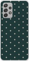 Telefoonhoesje Geschikt voor Samsung Galaxy A53 hoesje - Plusjes patroon - Groen - Wit - Print - Siliconen Telefoonhoesje Telefoonhoesje