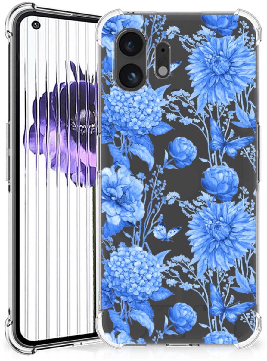 Case voor Nothing Phone (2) Flowers Blue