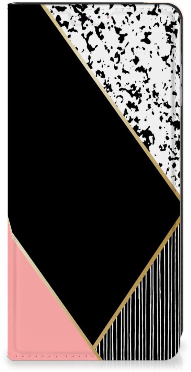 Samsung Galaxy A25 Stand Case Zwart Roze Vormen