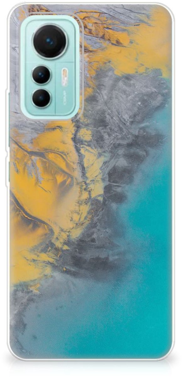 Xiaomi 12 Lite TPU Siliconen Hoesje Marble Blue Gold