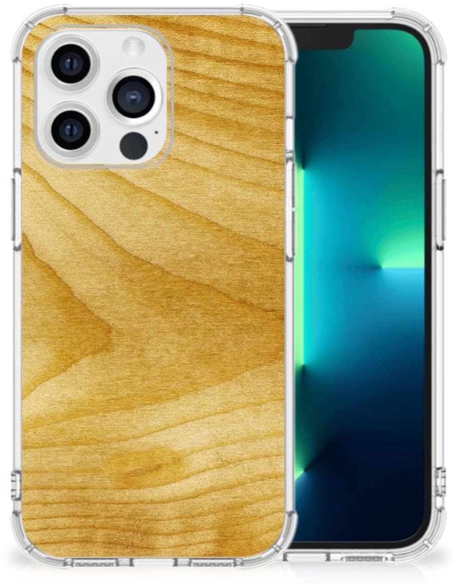 Apple iPhone 13 Pro Stevig Telefoonhoesje Licht Hout