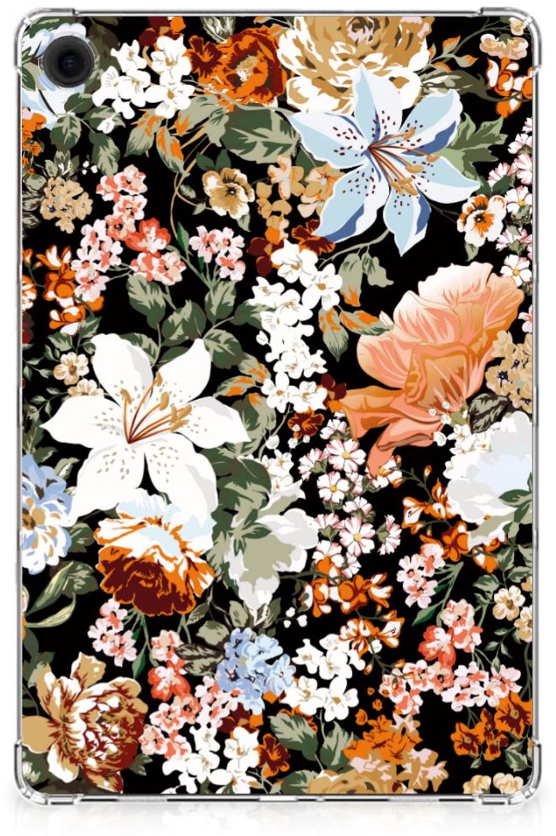 Siliconen Hoesje voor Samsung Galaxy Tab A9 Plus Dark Flowers