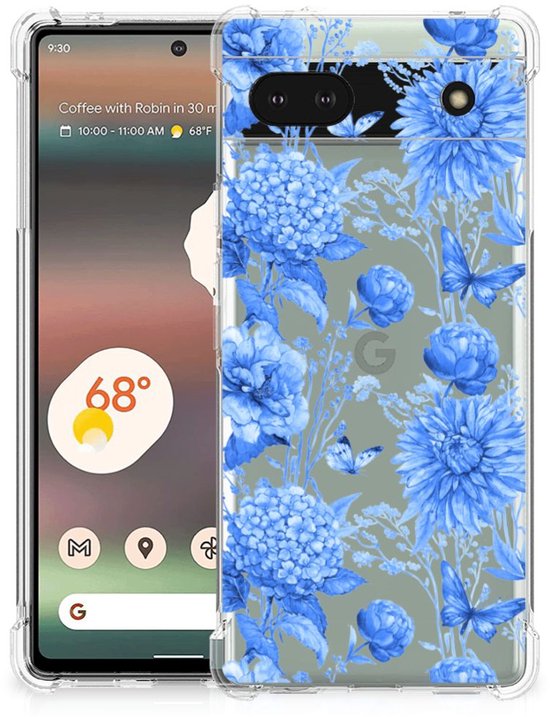 Coque pour Google Pixel 6A Fleurs Blue