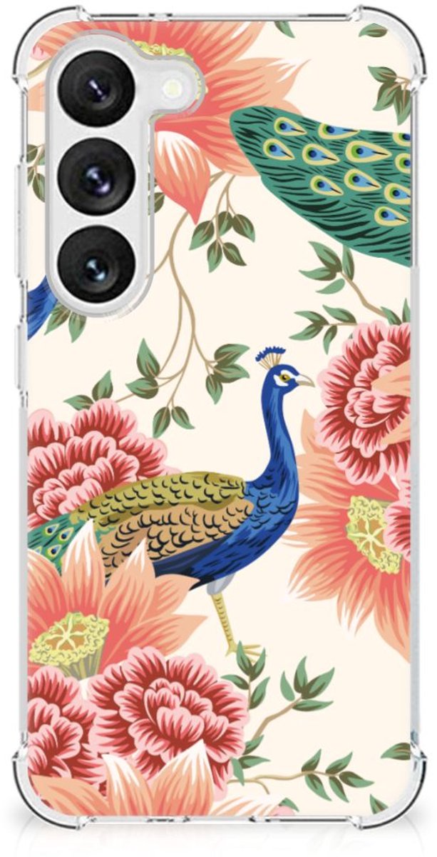 Case Anti-shock voor Samsung Galaxy S23 Pink Peacock