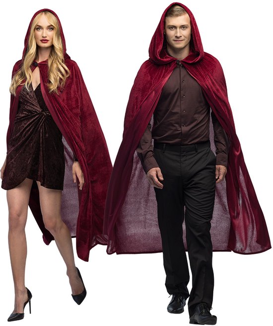 Boland - Cape Dawn bordeaux - Volwassenen - Vampier - Heks - Tovenaar - Halloween - Carnaval - Themafeest - Cosplay