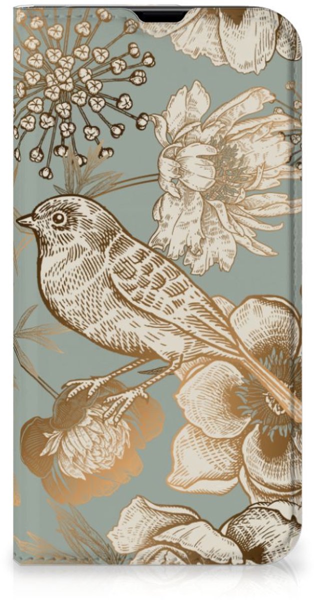 Smart Cover voor iPhone 13 Pro Vintage Bird Flowers
