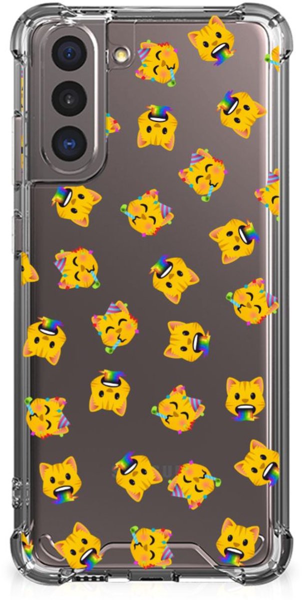Doorzichtige Silicone Hoesje voor Samsung Galaxy S21 Katten Emojis
