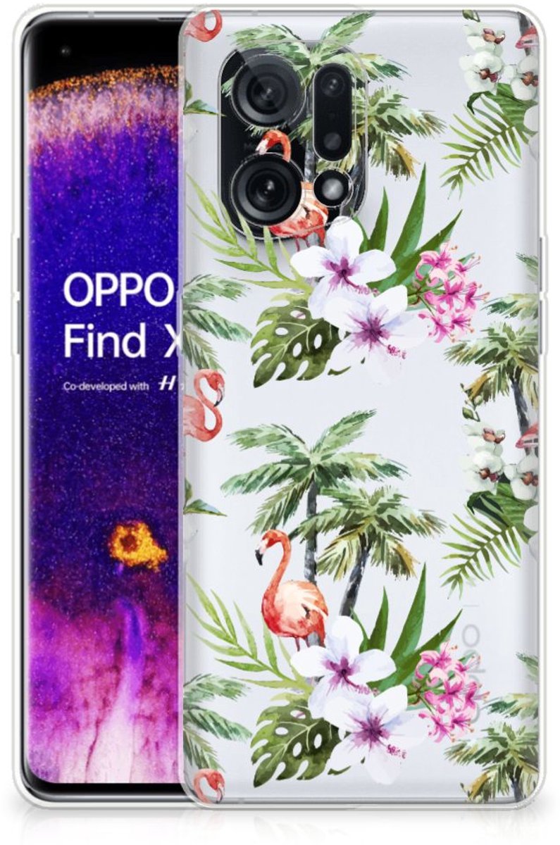 OPPO Find X5 TPU Hoesje Flamingo Palms