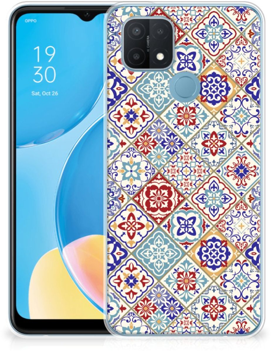 OPPO A15 TPU Siliconen Hoesje Tiles Color