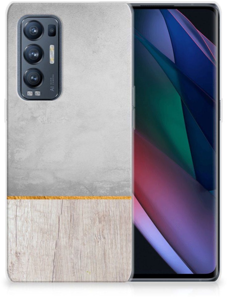 OPPO Find X3 Neo Bumper Hoesje Wood Concrete