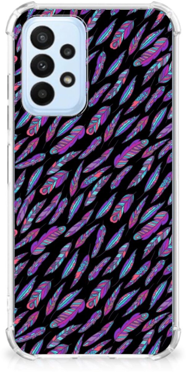 Samsung Galaxy A23 Doorzichtige Silicone Hoesje Feathers Color