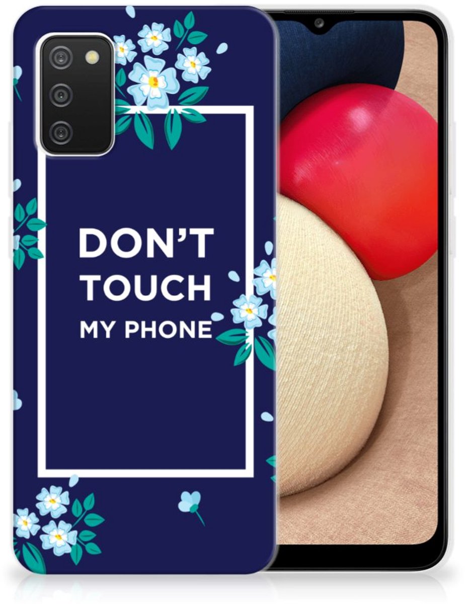 Samsung Galaxy A02s Silicone-hoesje Flowers Blue DTMP
