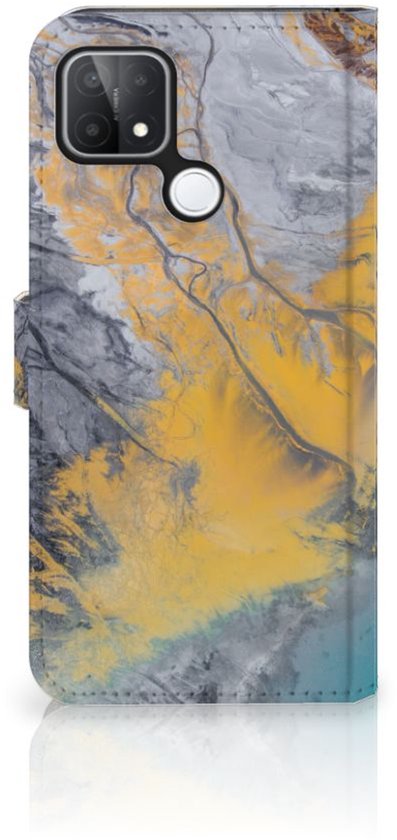 Etui à OPPO A15 Etui Marbre Blue Or
