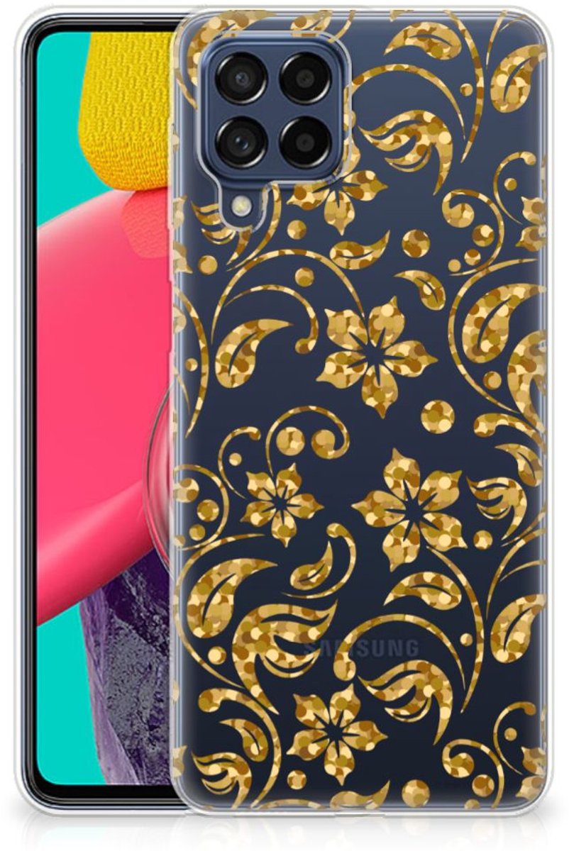 Samsung Galaxy M53 TPU Case Gouden Bloemen