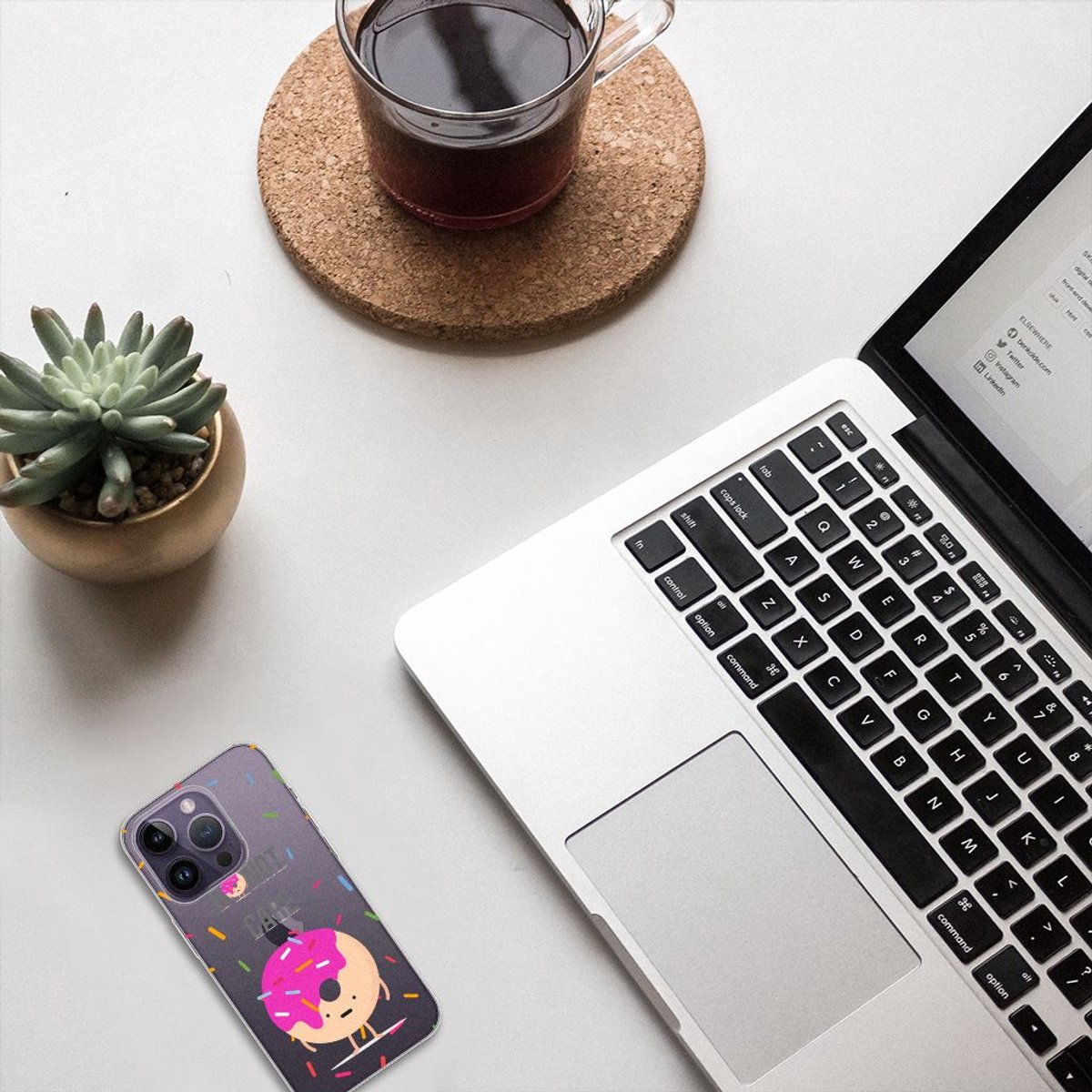 TPU Hoesje voor Apple iPhone 14 Pro Siliconen Case Donut Roze
