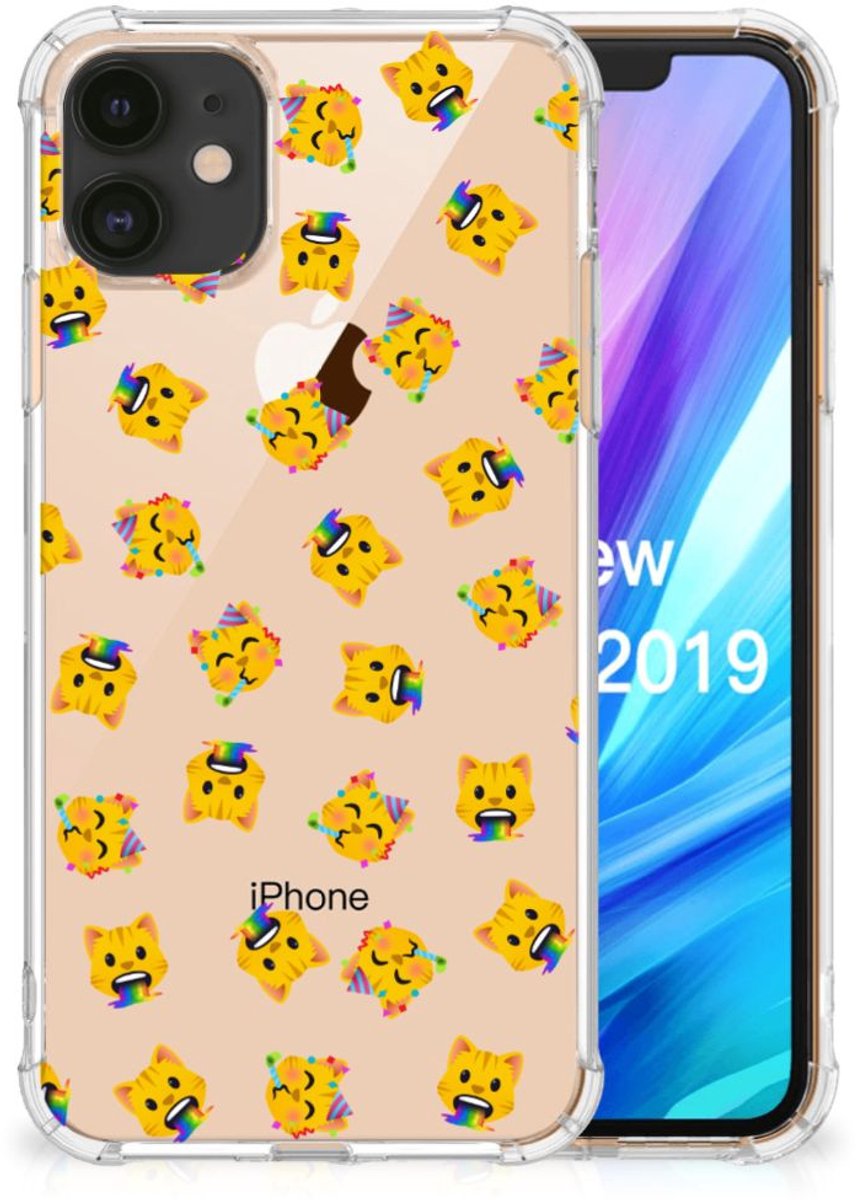 Doorzichtige Silicone Hoesje voor Apple iPhone 11 Katten Emojis