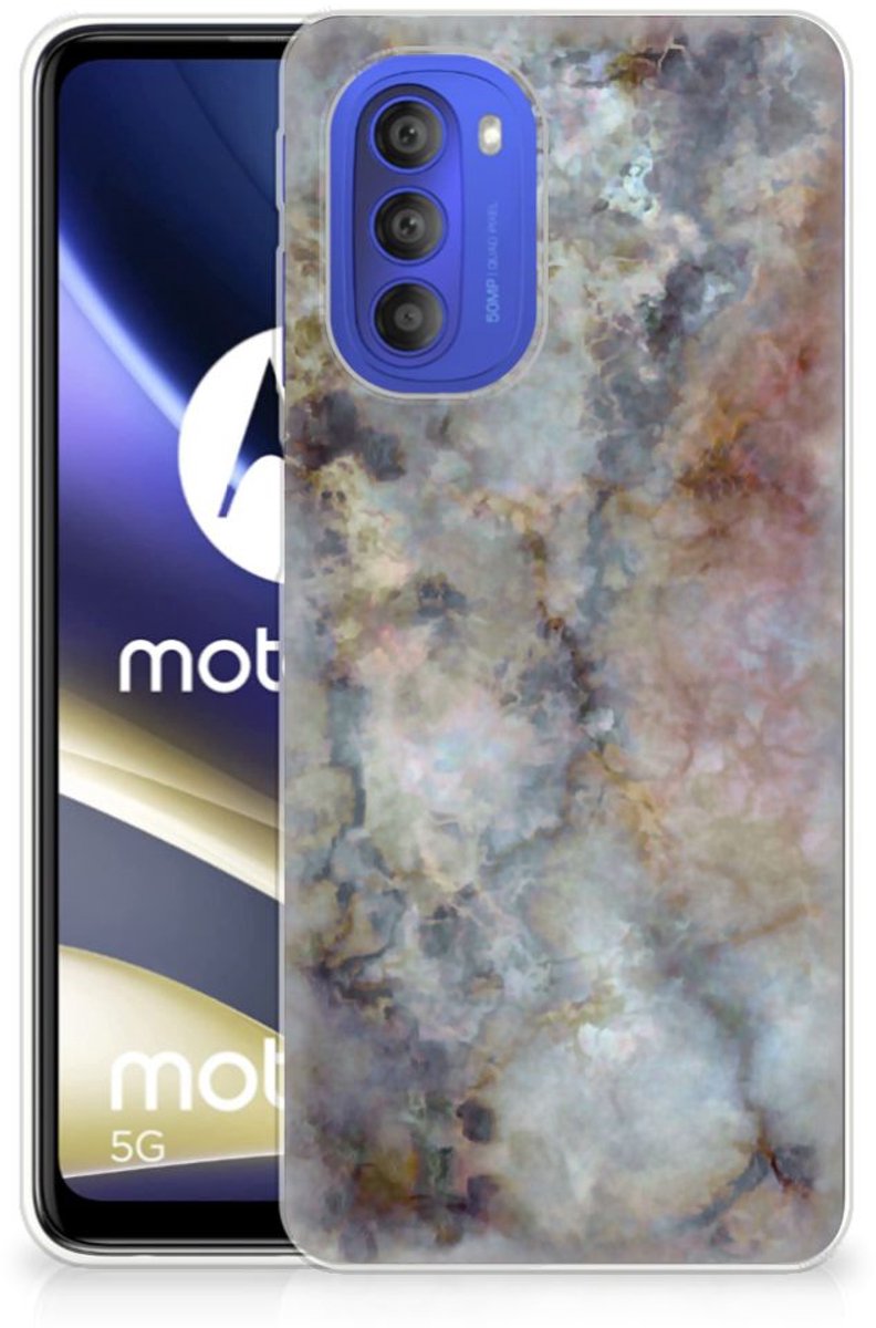 Motorola Moto G51 5G TPU Siliconen Hoesje Marmer Grijs