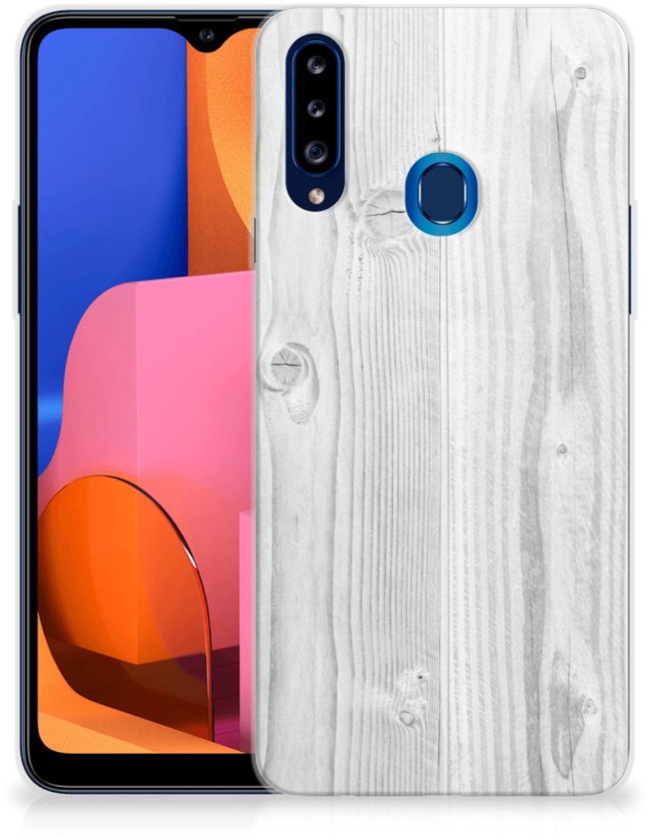 TPU Hoesje voor Samsung Galaxy A20s Bumper Hoesje White Wood