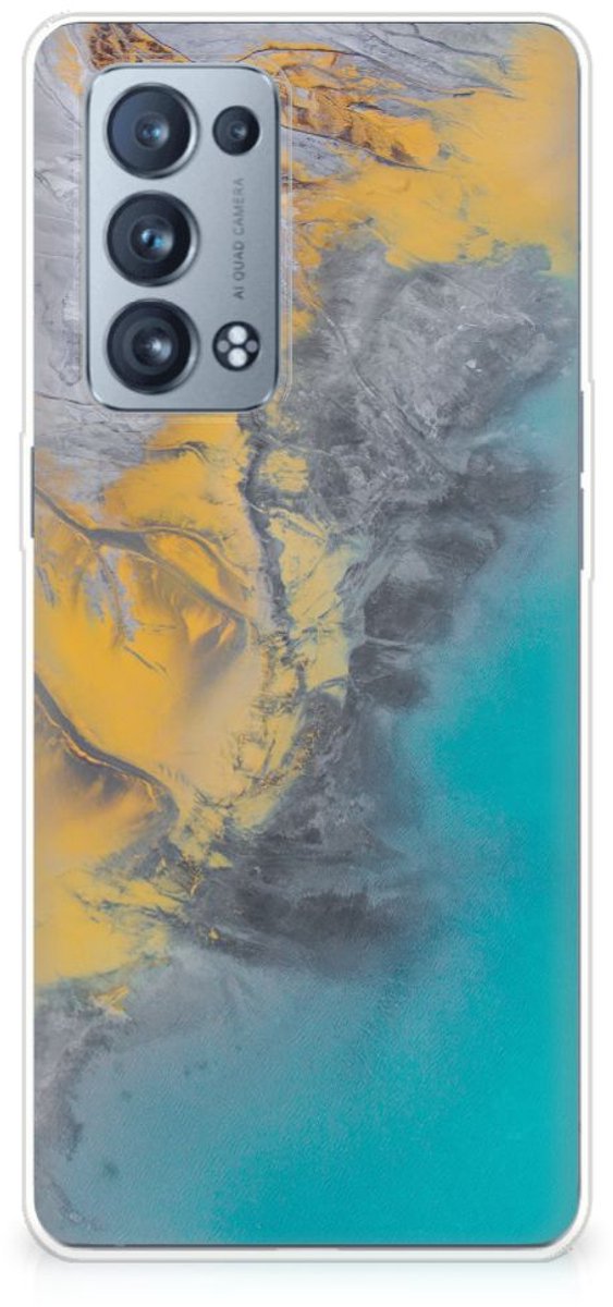 OPPO Reno 6 Pro Plus 5G TPU Siliconen Hoesje Marble Blue Gold