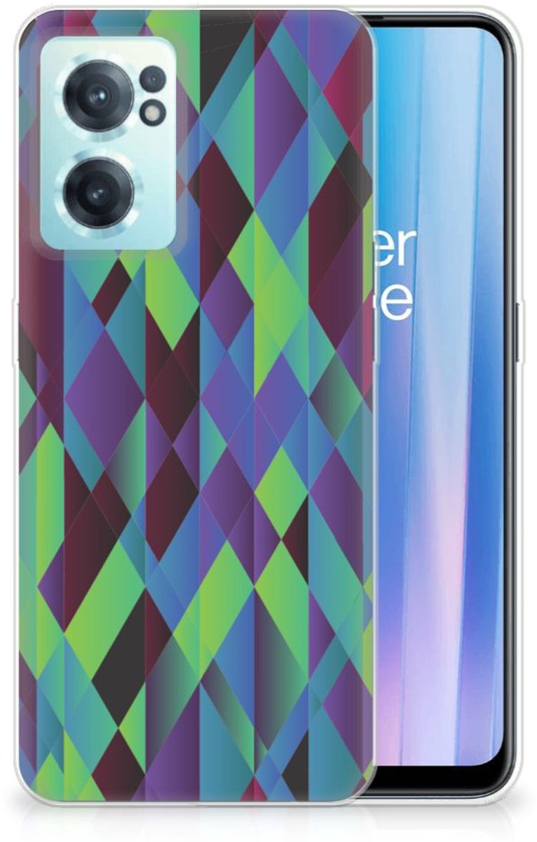 OnePlus Nord CE 2 5G TPU Hoesje Abstract Green Blue