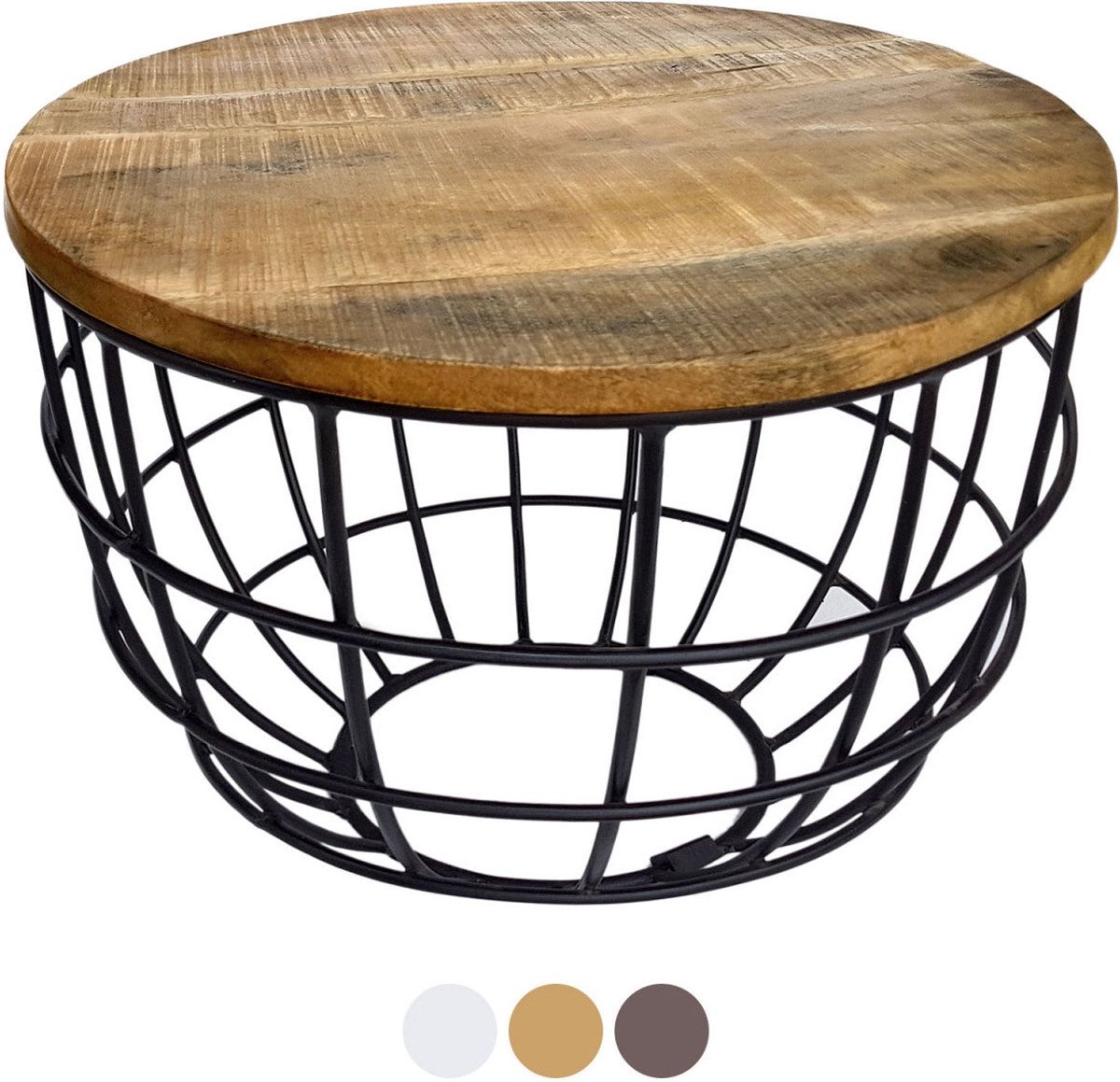 SVJ Salontafel Rond - 55 x 55 x 37 cm - Metaal - Zwart