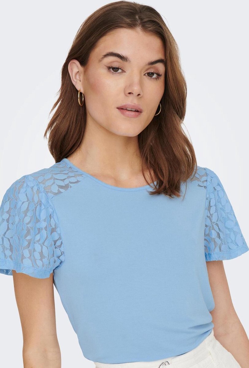 Only T-shirt Onlkanye S/s Lace | bol Jrs Maat Dames 15287119 Top Clear Sky XS Mix 