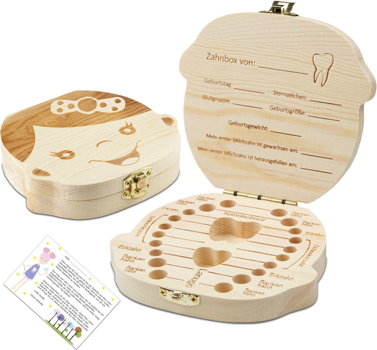 Boîte à dents de lait en bois pour bébé garçon et fille, coffret