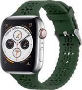 Strap-it Siliconen smartwatch bandje - Geschikt voor Apple Watch Series 1/2/3/4/5/6/7/8/9/SE - Dennengroen - Siliconen horlogeband met patroon voor iWatch maat 38 mm 40 mm 41 mm
