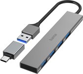Hama USB 3.2 Gen 1-hub 4 poorten Met USB-C stekker Grijs