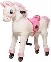 Animal Riding Unicorn Melody Small - Rijdend paardenspeelgoed - Paardenspeelgoed - Zadelhoogte 56 CM- Verstelbaar pedaal 2 standen - Afneembaar zadel - Deken Roze