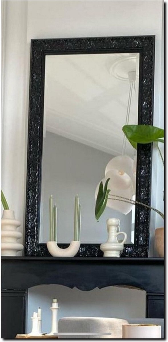 Barokspiegel® Made in Italy Barokke spiegel Sergio Hooglans zwart Hoogglans zwart