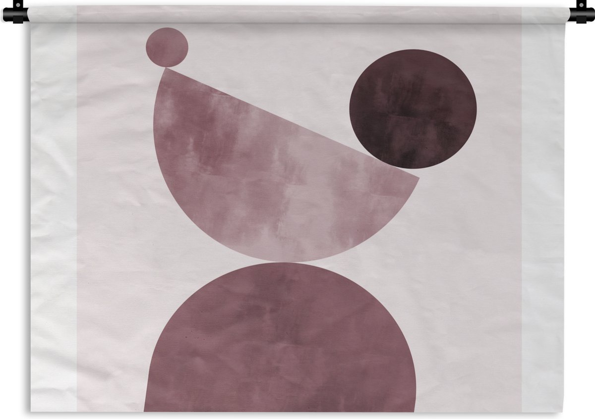 Wandkleed - Wanddoek - Vormen - Abstract - Pastel - Roze - 150x112 cm - Wandtapijt