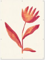 Muurdecoratie buiten Bloemen - Plant - Rood - Pastel - 120x160 cm - Tuindoek - Buitenposter