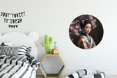 WallCircle - Wandcirkel ⌀ 60 - Vrouw - Sakura - Kimono - Aziatisch - Portret - Ronde schilderijen woonkamer - Wandbord rond - Muurdecoratie cirkel - Kamer decoratie binnen - Wanddecoratie muurcirkel - Woonaccessoires