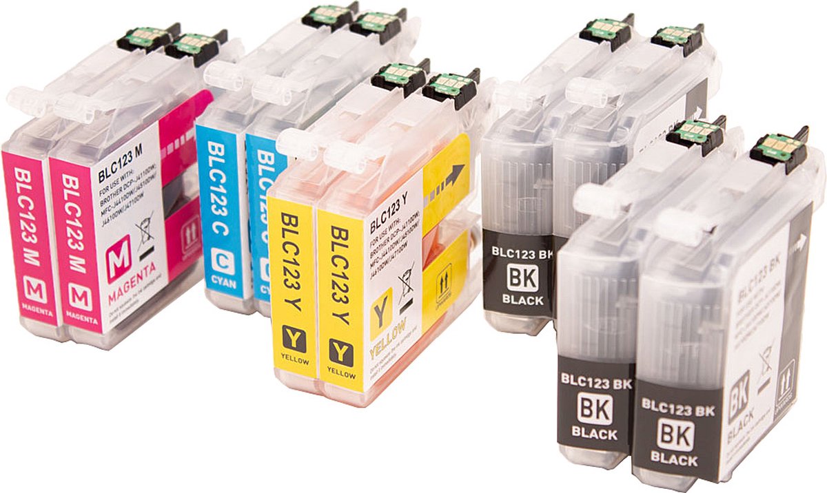 Colori huismerk set 10x inkt cartridge geschikt voor Brother LC123 DCPJ132W DCPJ150 DCPJ152W DCPJ152WR DCPJ172W DCPJ4110DW DCPJ4110W DCPJ552DW DCPJ752DW