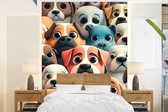 Behang - Fotobehang Hond - Dieren - Patronen - Bruin - Meiden - Jongens - Breedte 205 cm x hoogte 280 cm