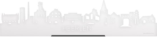 Standing Skyline Heerlen Wit Glanzend - 40 cm - Woon decoratie om neer te zetten en om op te hangen - Meer steden beschikbaar - Cadeau voor hem - Cadeau voor haar - Jubileum - Verjaardag - Housewarming - Aandenken aan stad - WoodWideCities