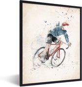 Fotolijst incl. Poster - Fietsen - Verf - Sport - Rood - 60x80 cm - Posterlijst